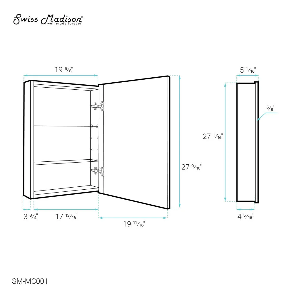 Cache 20 in. x 30 in. Mirrored Aluminum Medicine Cabinet