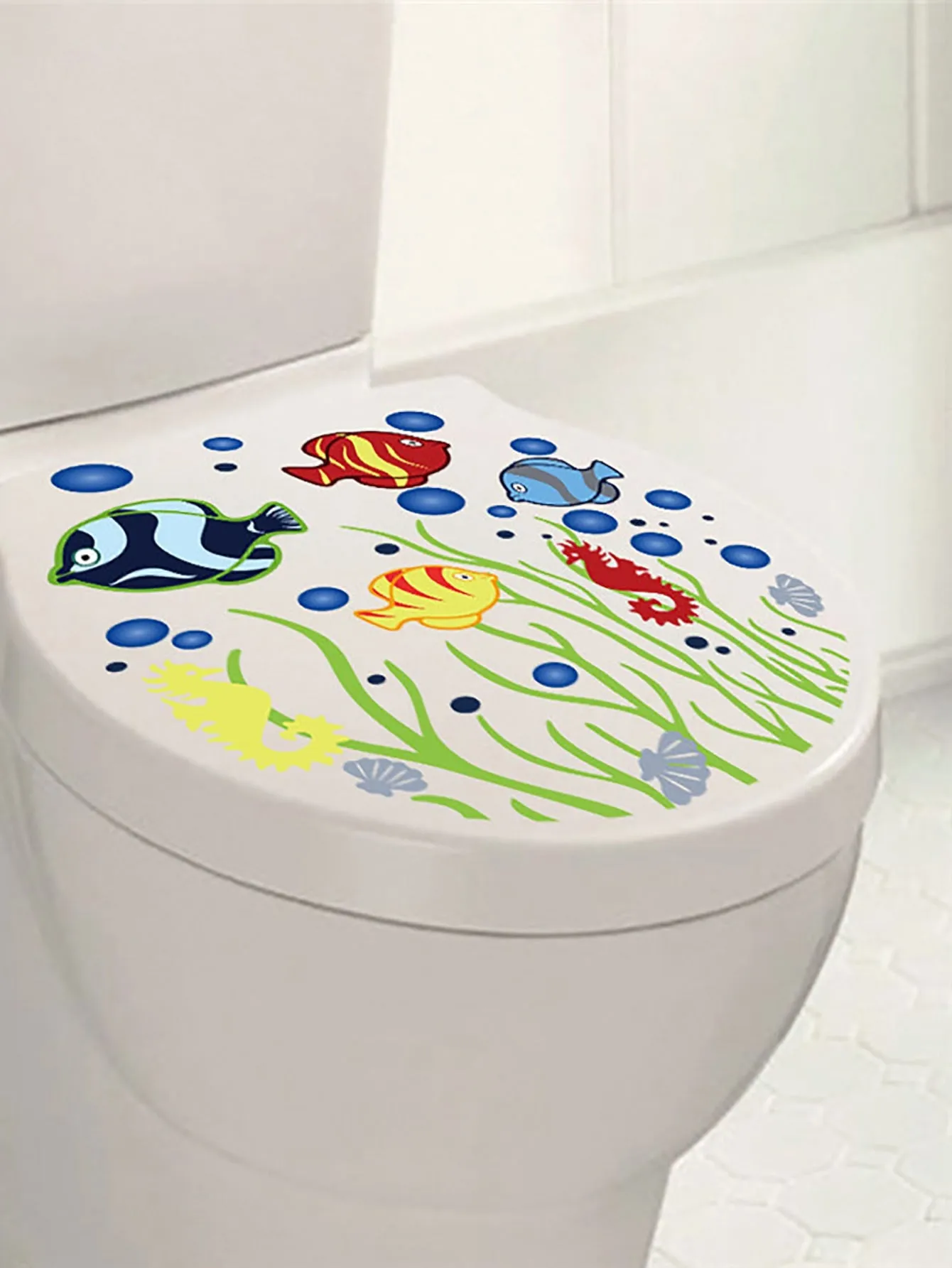 Cartoon Fish Toilet Sticker Self Adhesive Decal For Home Decor Creative Decor