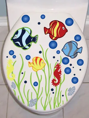 Cartoon Fish Toilet Sticker Self Adhesive Decal For Home Decor Creative Decor