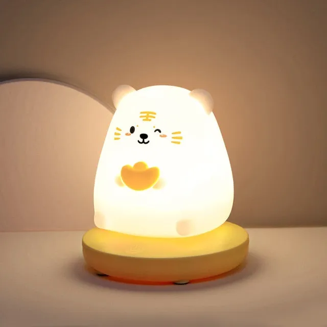 Chubby Kawaii Bunny Panda Pig Tiger LED Night Light Collection