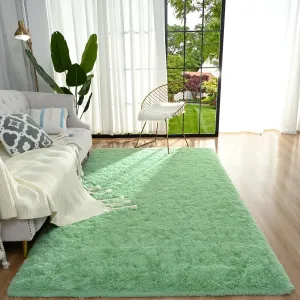 classic Super Soft Fluffy Area Rugs Modern Shag Rug for Bedroom Living Room,Cute Carpets for Kids Nursery Girls Home Dorm,5'x8',White Matcha Green 3' x 5'