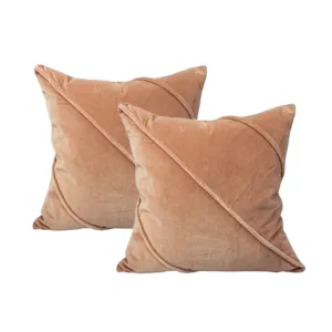 Cloud Linen Trova Cotton Velvet Blush 50x50cm Twin Pack Polyester Filled Cushion