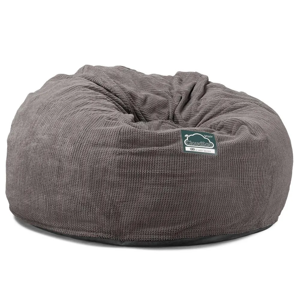 CloudSac 1010 XXL Giant Memory Foam Bean Bag Sofa - Pom Pom Charcoal Grey