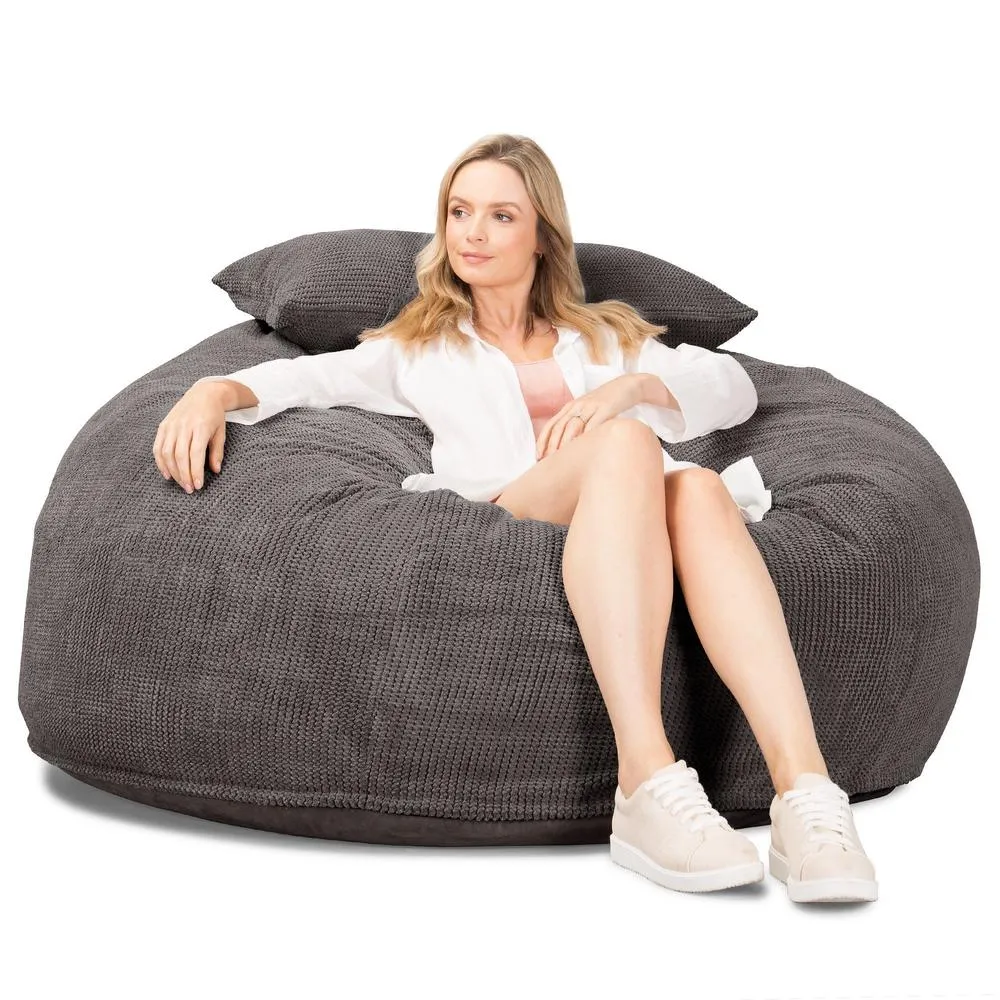 CloudSac 1010 XXL Giant Memory Foam Bean Bag Sofa - Pom Pom Charcoal Grey