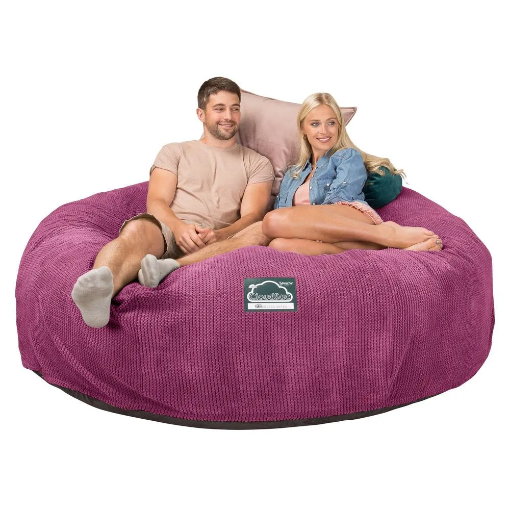 CloudSac 3000 XXL King Sized Memory Foam Beanbag Sofa - Pom Pom Pink