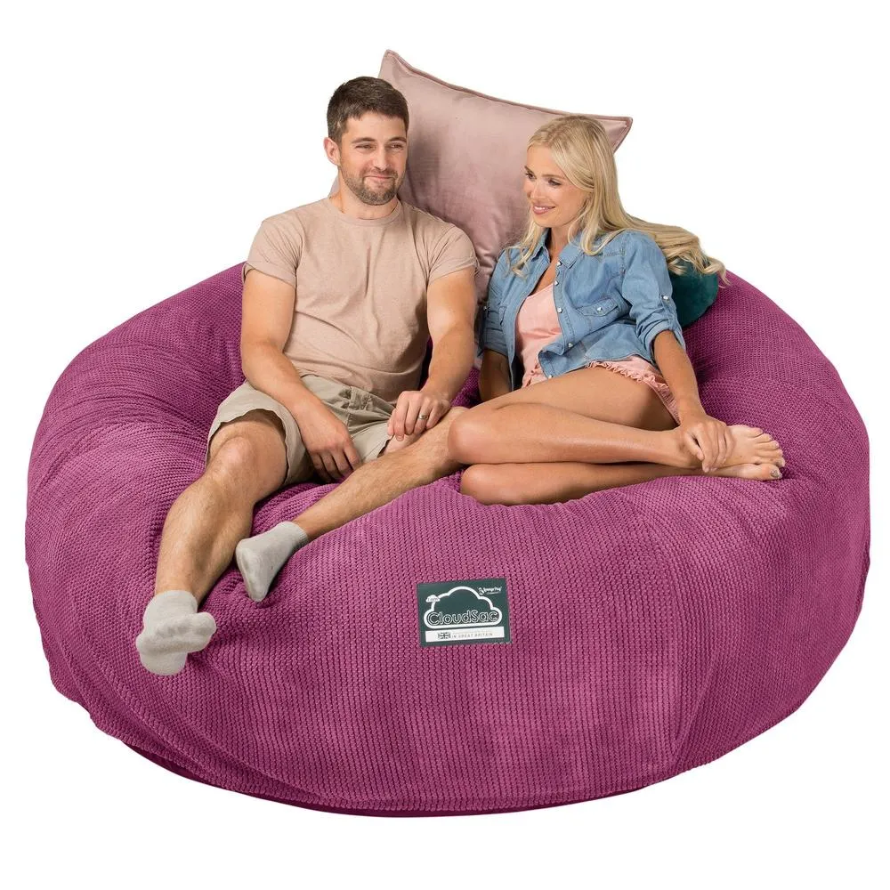 CloudSac 3000 XXL King Sized Memory Foam Beanbag Sofa - Pom Pom Pink