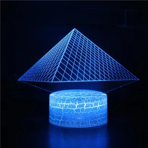 Colorful Pyramid 3D Lamp LED Acrylic Stereoscopic Light Gradient Colorful Nightlight 3d Lamp Table Lamp Usb Led Night Lamp