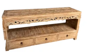 Console table 3 Drawers in bottom rack Teak Wood