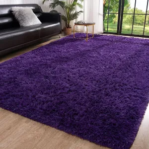 cozy Super Soft Fluffy Area Rugs Modern Shag Rug for Bedroom Living Room,Cute Carpets for Kids Nursery Girls Home Dorm,5'x8',White Dark Purple 4' x 6'