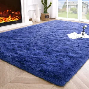 cozy Super Soft Fluffy Area Rugs Modern Shag Rug for Bedroom Living Room,Cute Carpets for Kids Nursery Girls Home Dorm,5'x8',White Indigo 2' x 4'