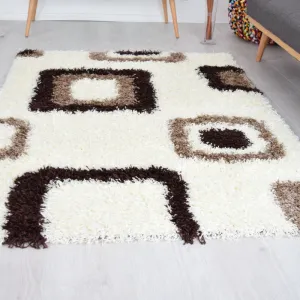 Cream Boxed Thick Shaggy Rug - California