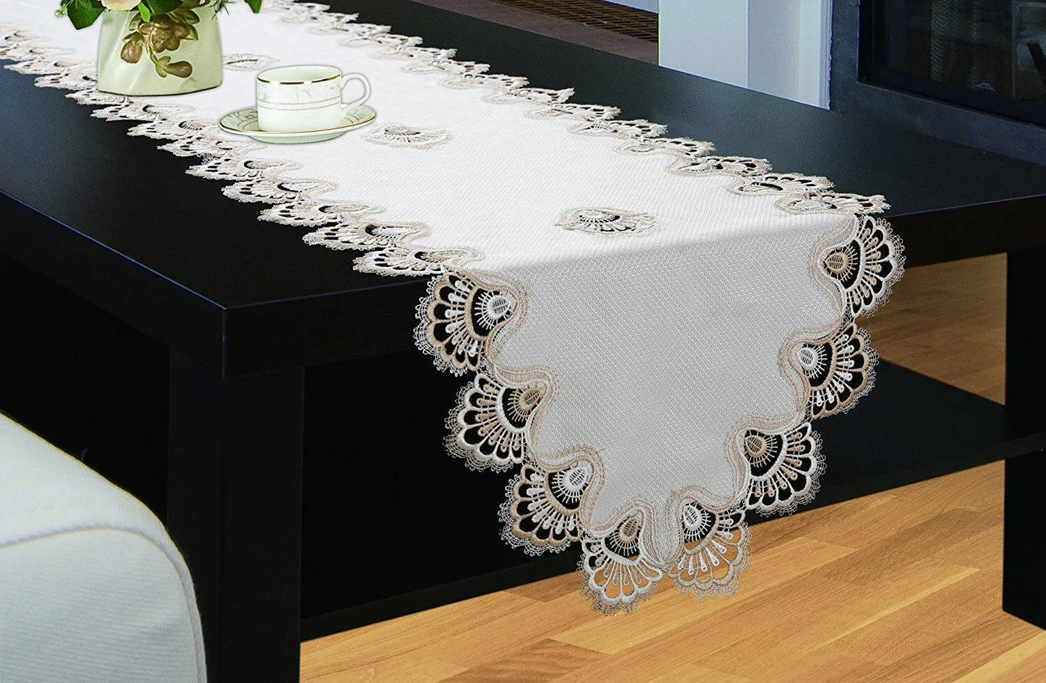 Crest Luxury Embroidered Table Runner, Top Dinner Kitchen Table Runner