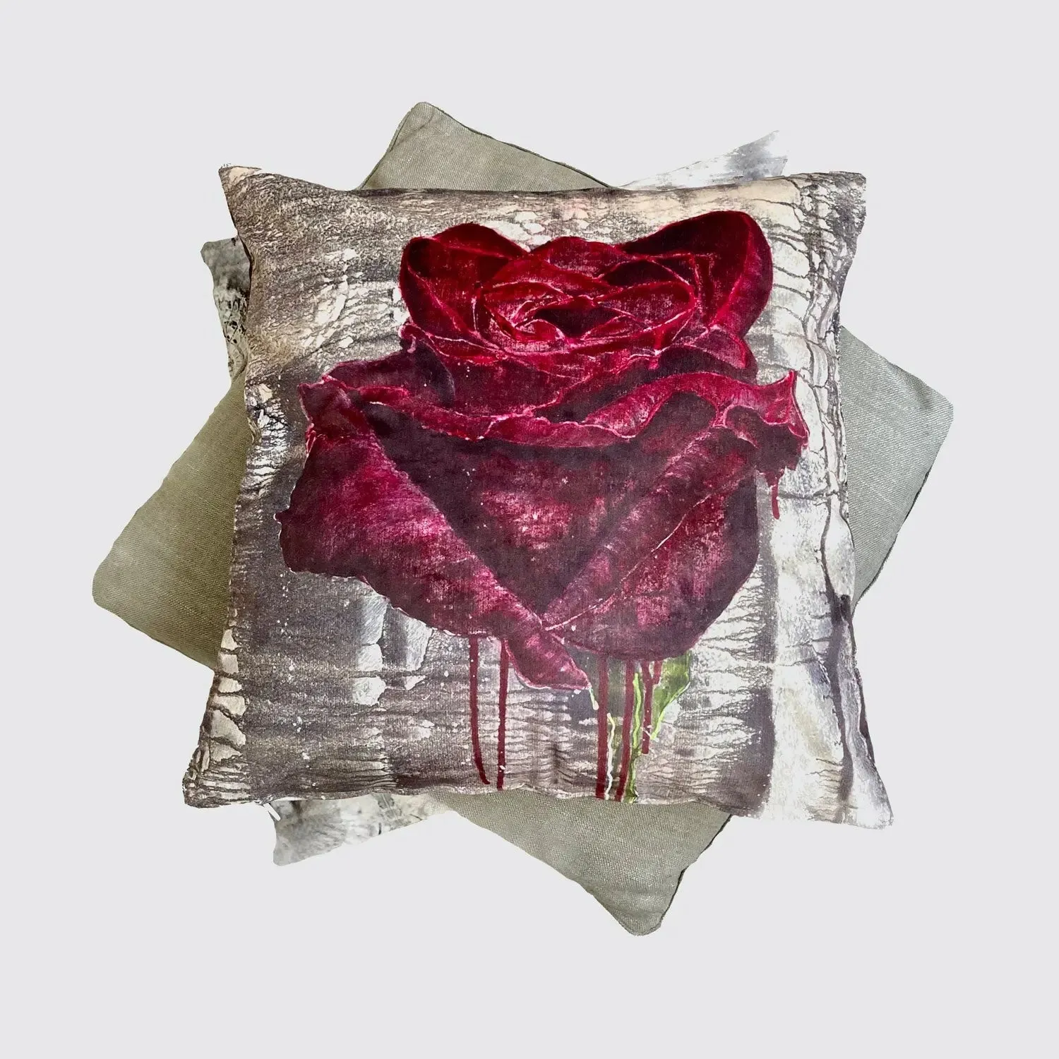 Crimson Rose Velvet Cushion