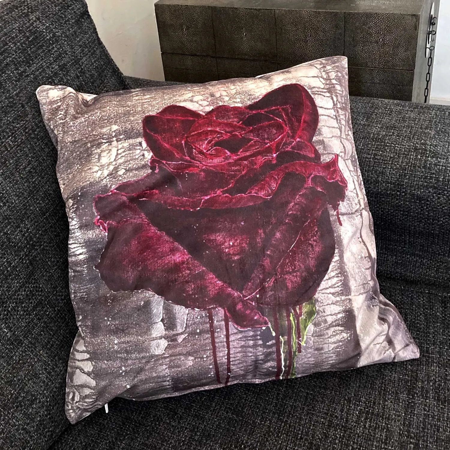 Crimson Rose Velvet Cushion