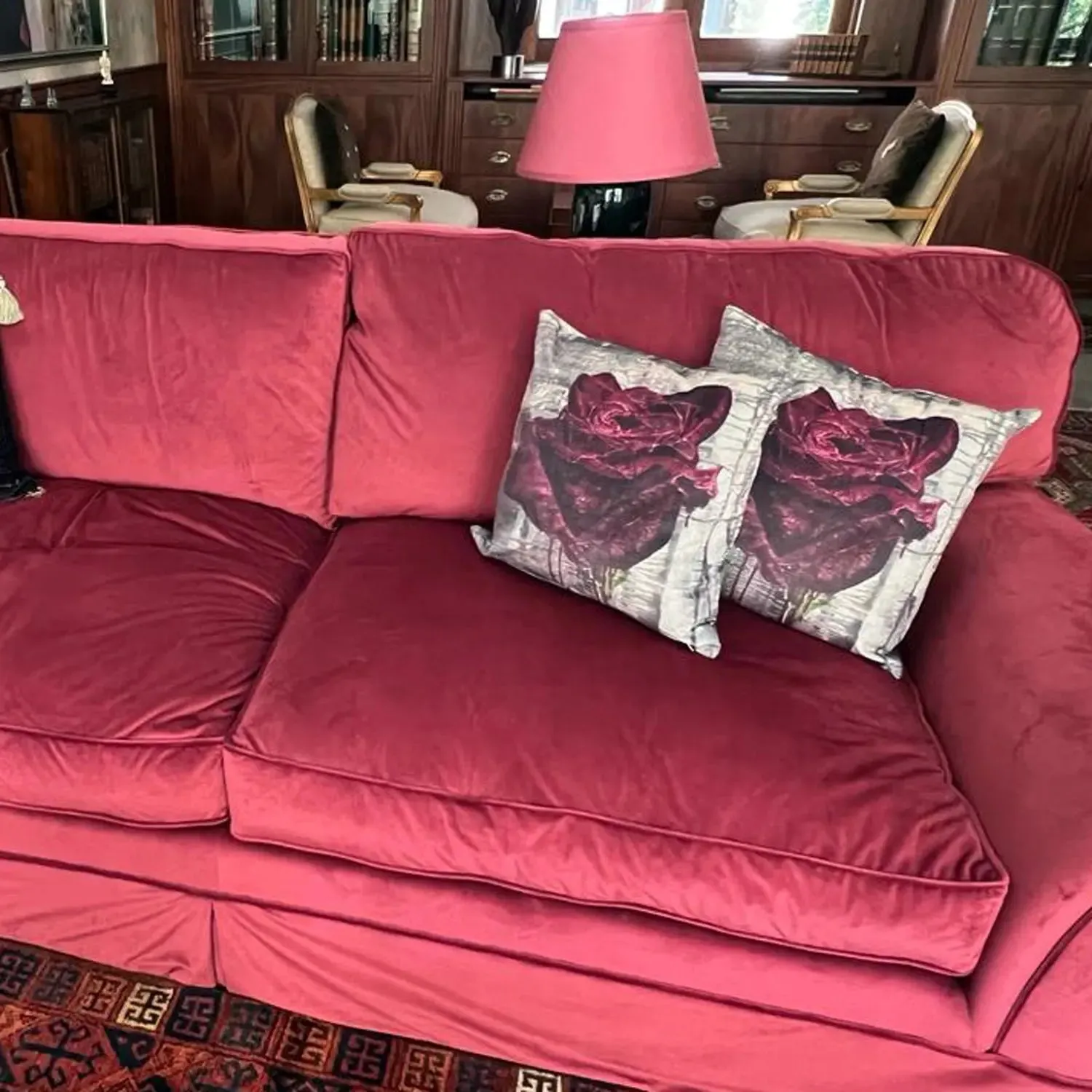 Crimson Rose Velvet Cushion