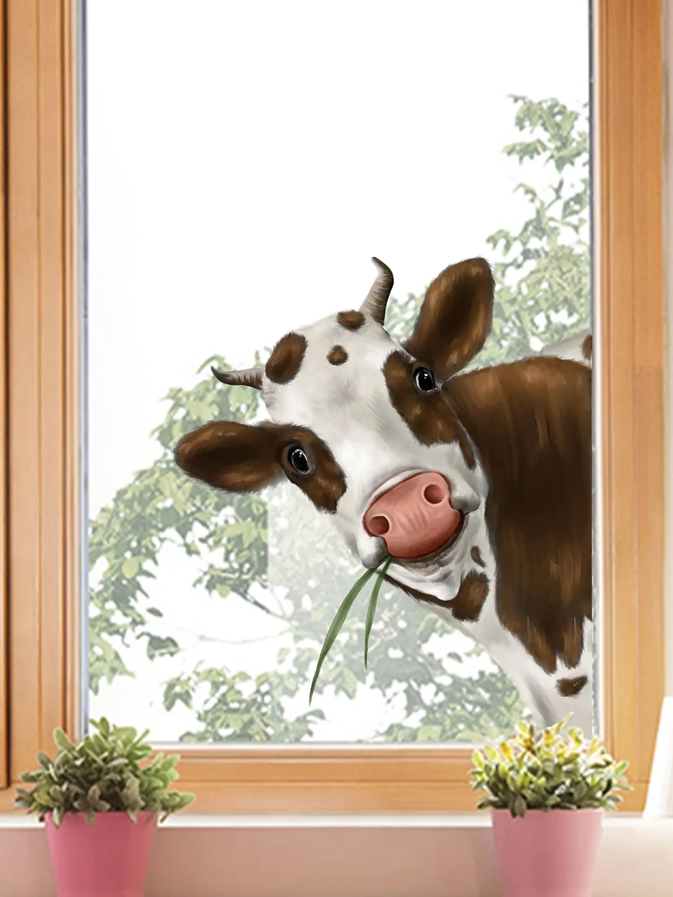 Cute Funny Cow Animal Print Wall Sticker Cartoon PVC Cow Print Wall Decal For