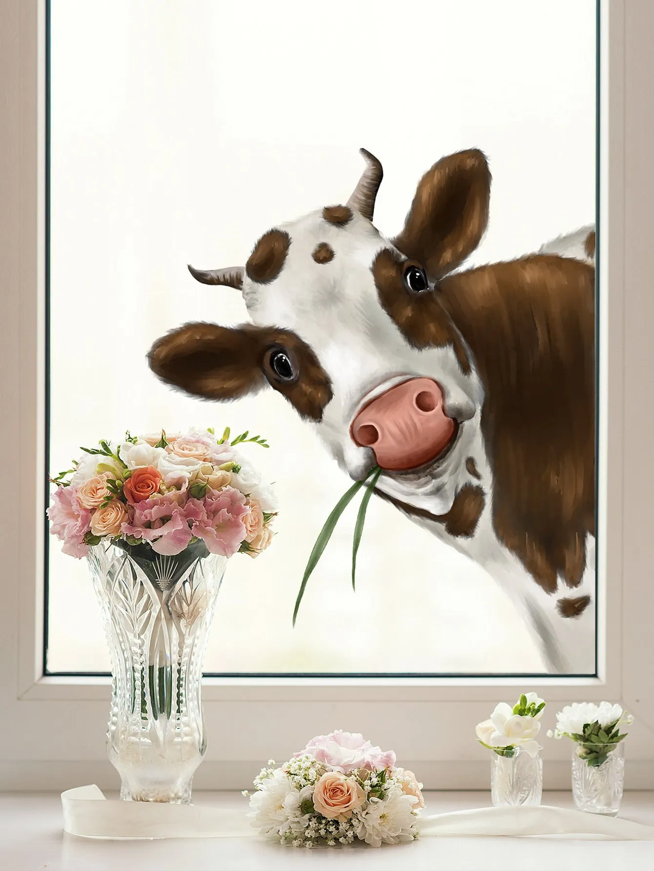 Cute Funny Cow Animal Print Wall Sticker Cartoon PVC Cow Print Wall Decal For