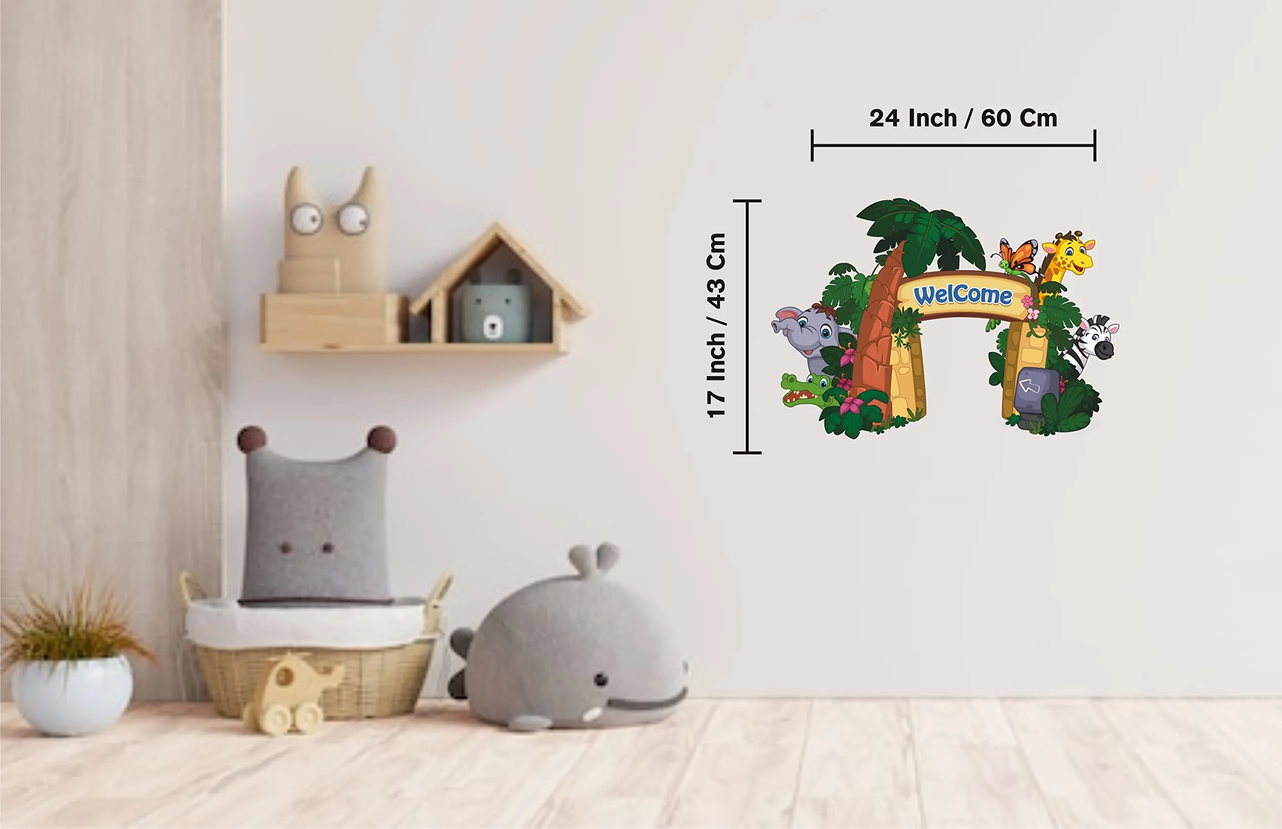 Design Decor Animal Cartoon Welcome gate PVC Kids Room Class Room Wall Sticker Vinyl Size 60x43_ CM_ 31 DDWS