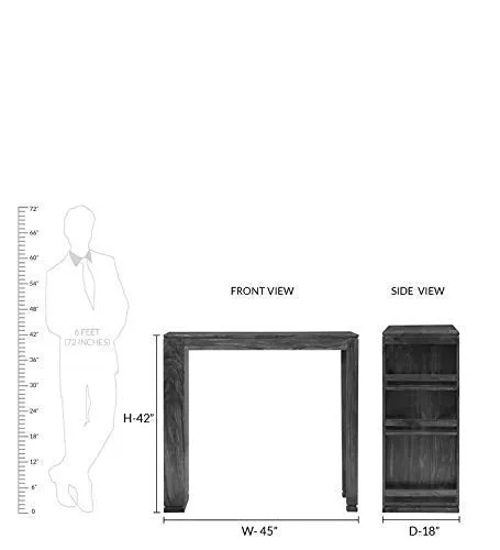 EBANSAL Wooden Bar Table Unit with 2 High Stools | Solid Wood Sheesham, Provincial Teak Finish