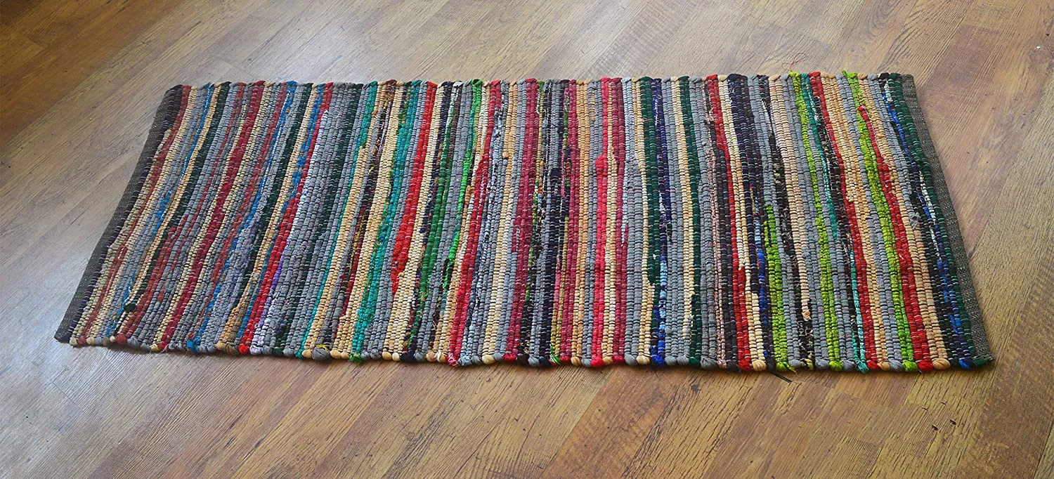 Eco Friendly 100% Recycled Cotton Colorful Area Rug