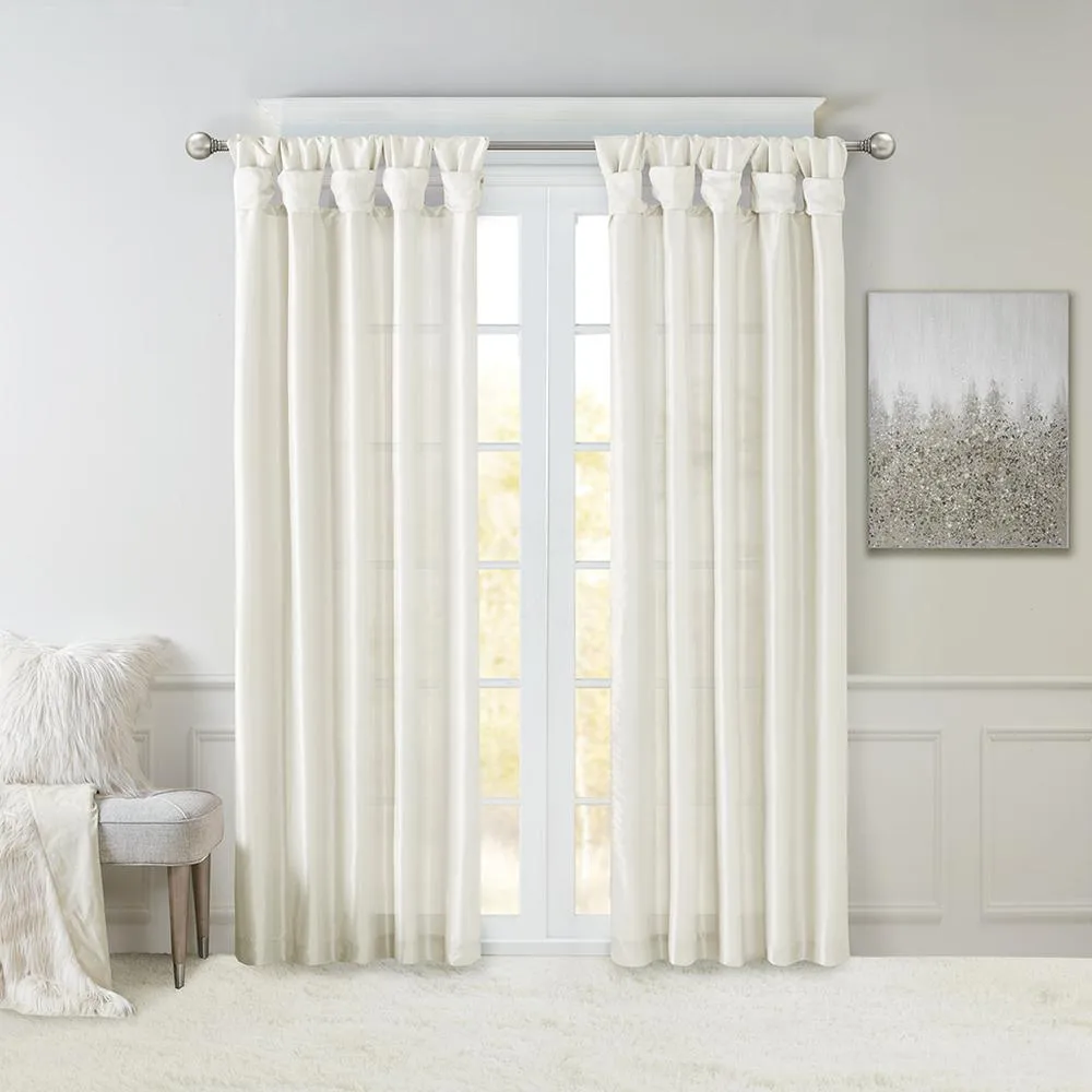 Emilia Twist Tab Lined Window Curtain Panel Pair