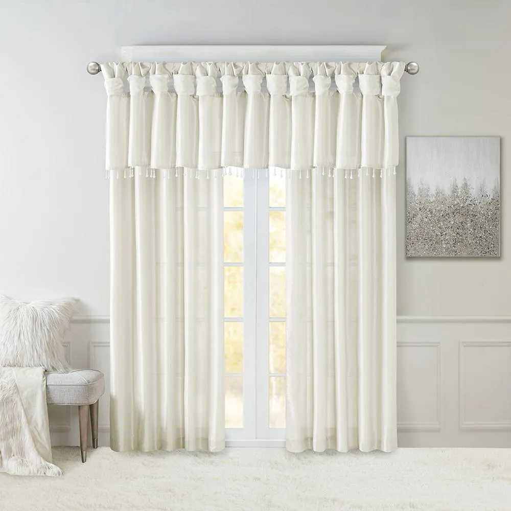 Emilia Twist Tab Lined Window Curtain Panel Pair