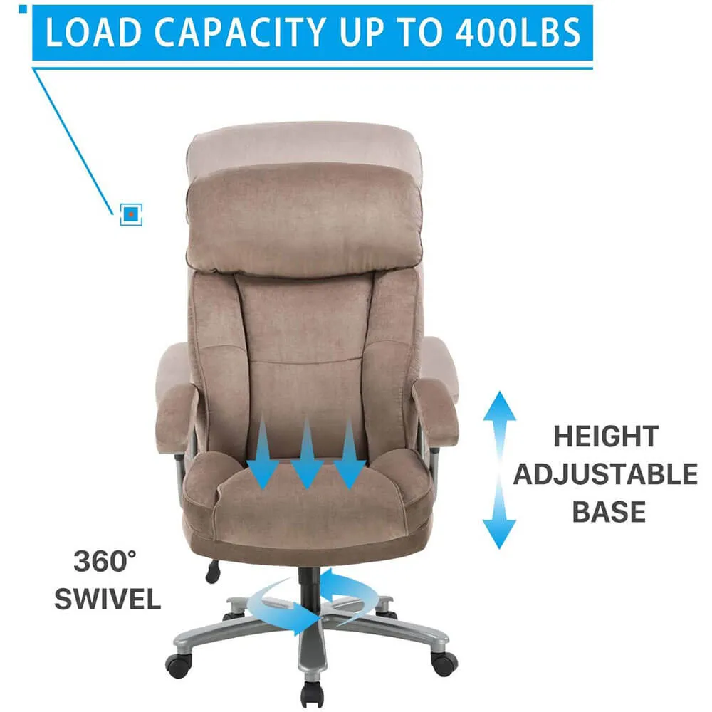 Ergonomic Big and Tall Executive Office Chair High Capacity Beige