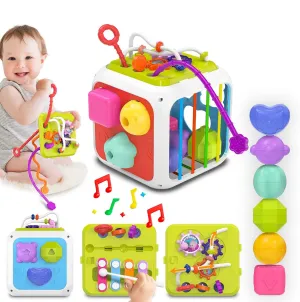 ESnipe Mart Montessori Baby Toys for 1 Year Old Toddler Toys 1-2 Learning Activity Cube Travel Busy Box Sensory Toys for Toddlers 1-3 Easter Basket Stuffers Birthday Gifts for Girls Boys 6 18 Months