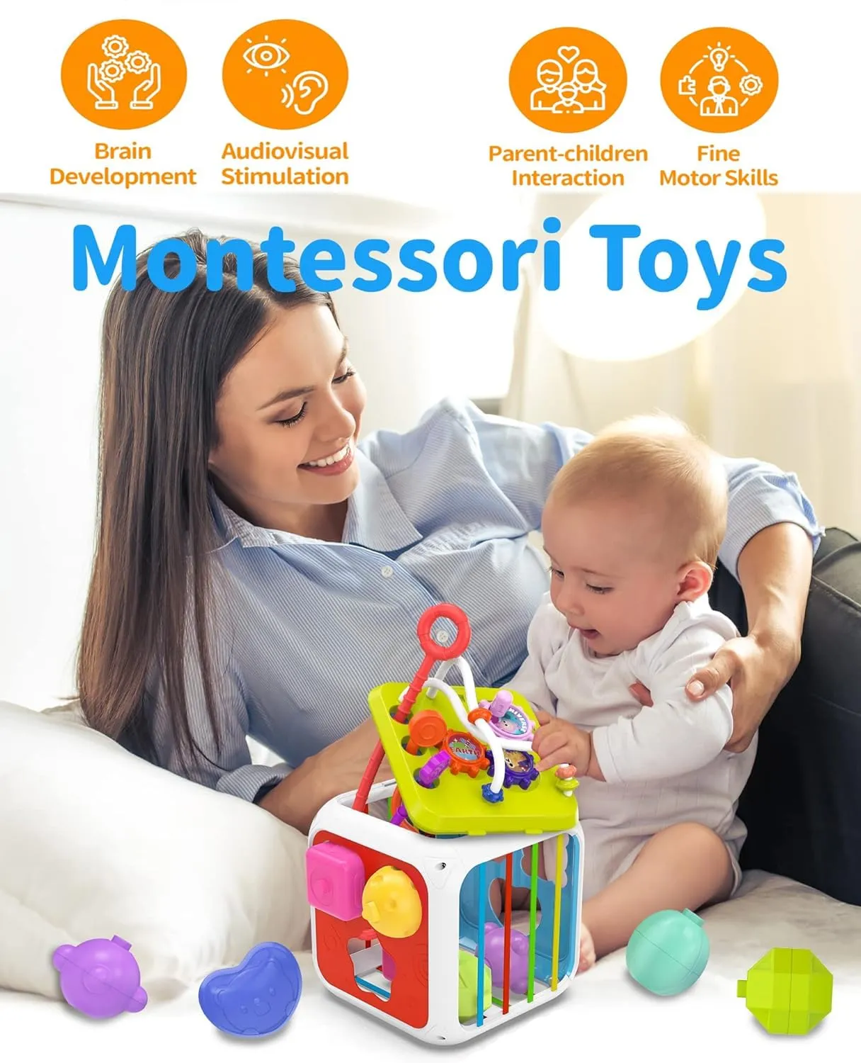 ESnipe Mart Montessori Baby Toys for 1 Year Old Toddler Toys 1-2 Learning Activity Cube Travel Busy Box Sensory Toys for Toddlers 1-3 Easter Basket Stuffers Birthday Gifts for Girls Boys 6 18 Months