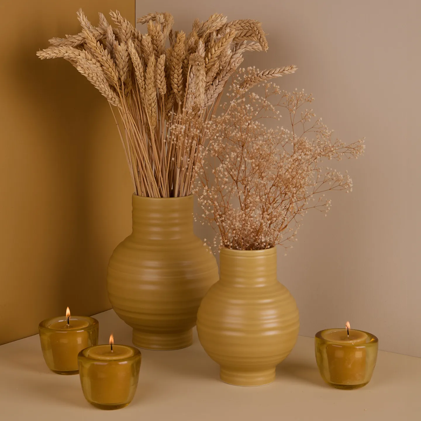 Essential Ceramic Vase Decor Bundle - Mustard