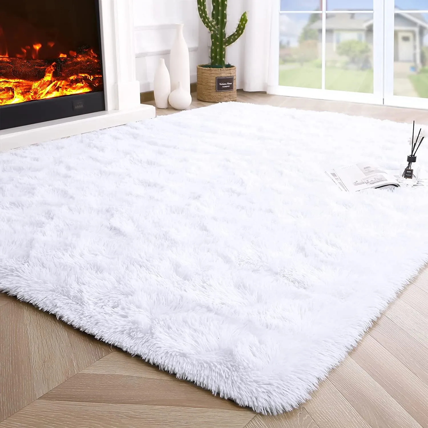 essential Super Soft Fluffy Area Rugs Modern Shag Rug for Bedroom Living Room,Cute Carpets for Kids Nursery Girls Home Dorm,5'x8',White White 5' x 8'