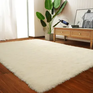 everyday Super Soft Fluffy Area Rugs Modern Shag Rug for Bedroom Living Room,Cute Carpets for Kids Nursery Girls Home Dorm,5'x8',White Light Champagne 6' x 9'