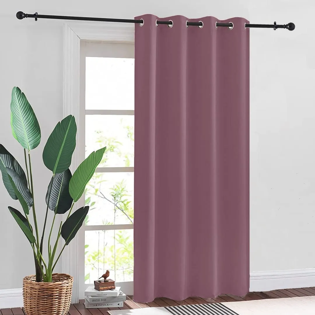 Faux Silk Blackout Curtains, For Door and Window, Pack Of 2 Curtains - Dark Purple