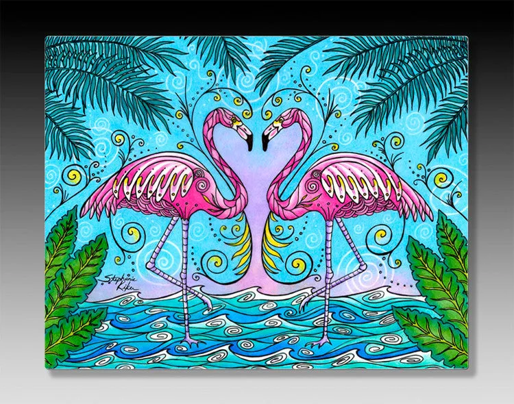 Flamingo Love Aluminum Wall Art