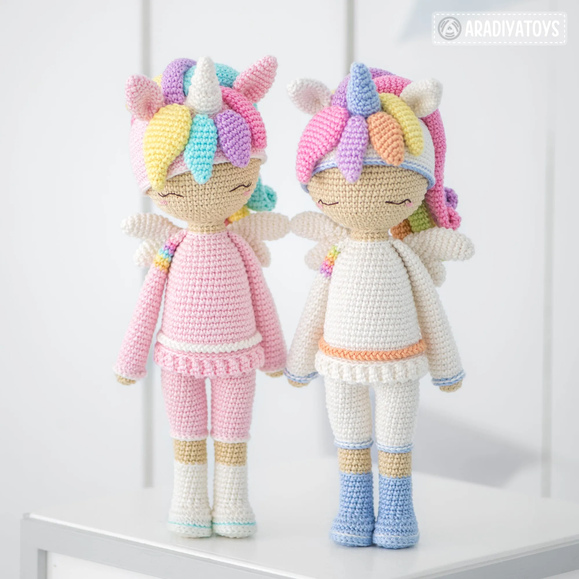 Friendy Emily the Unicorn from "AradiyaToys Friendies" collection / doll crochet pattern by AradiyaToys (Amigurumi tutorial PDF file)