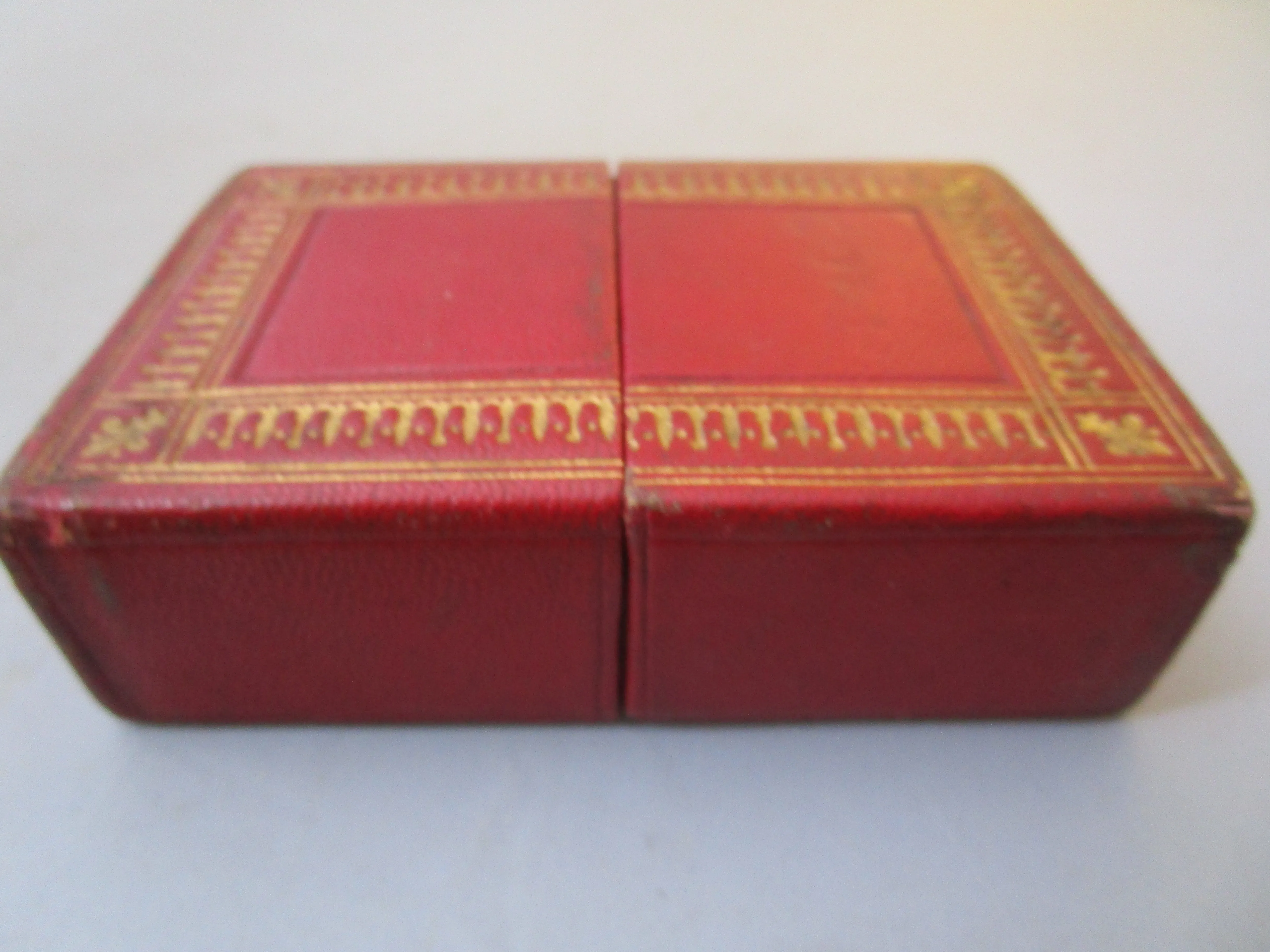 Gold Tooled Leather Playing Card Book Box Antique c1910