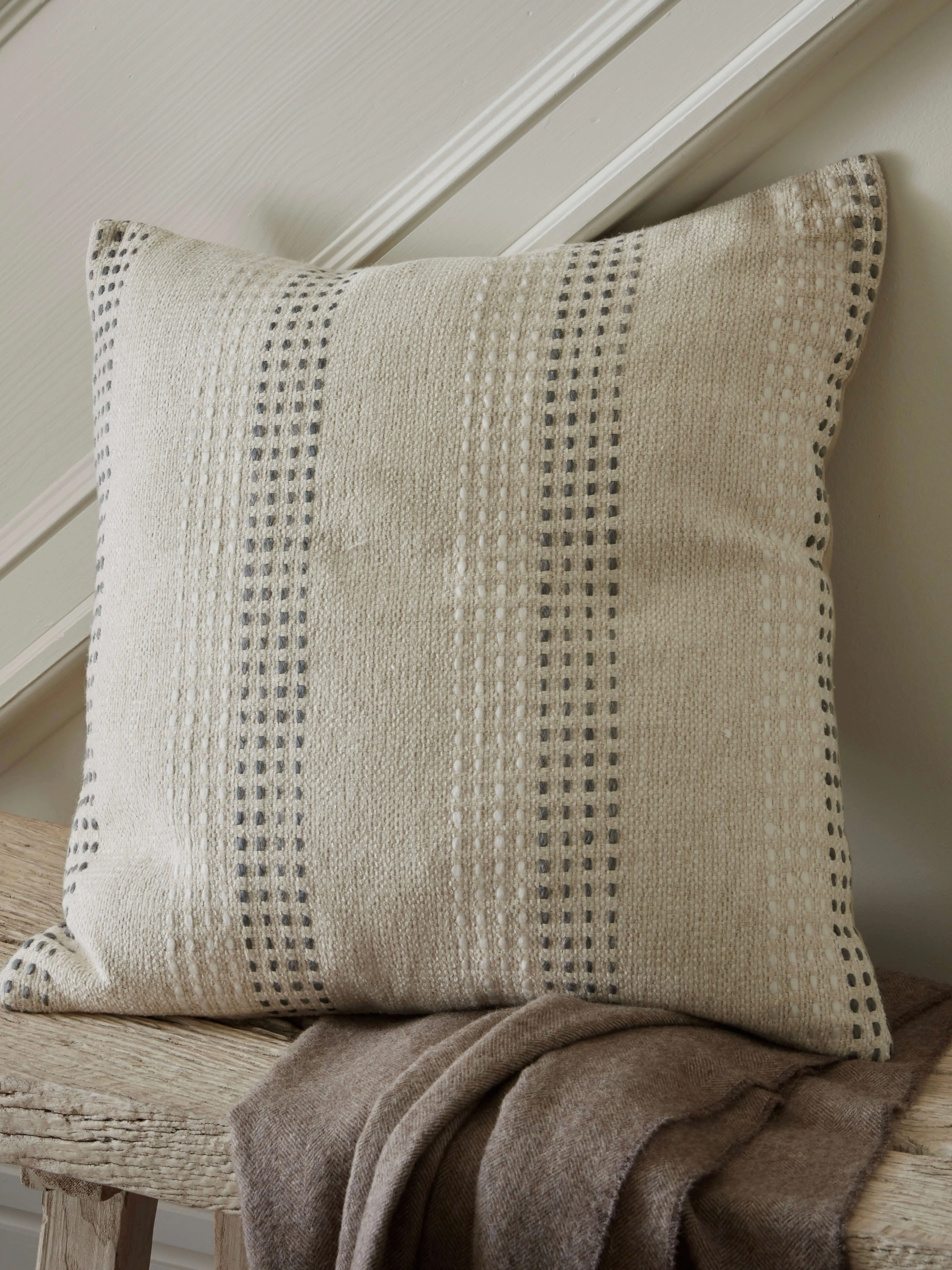 Grey Ticking Stripe Cushion Cover