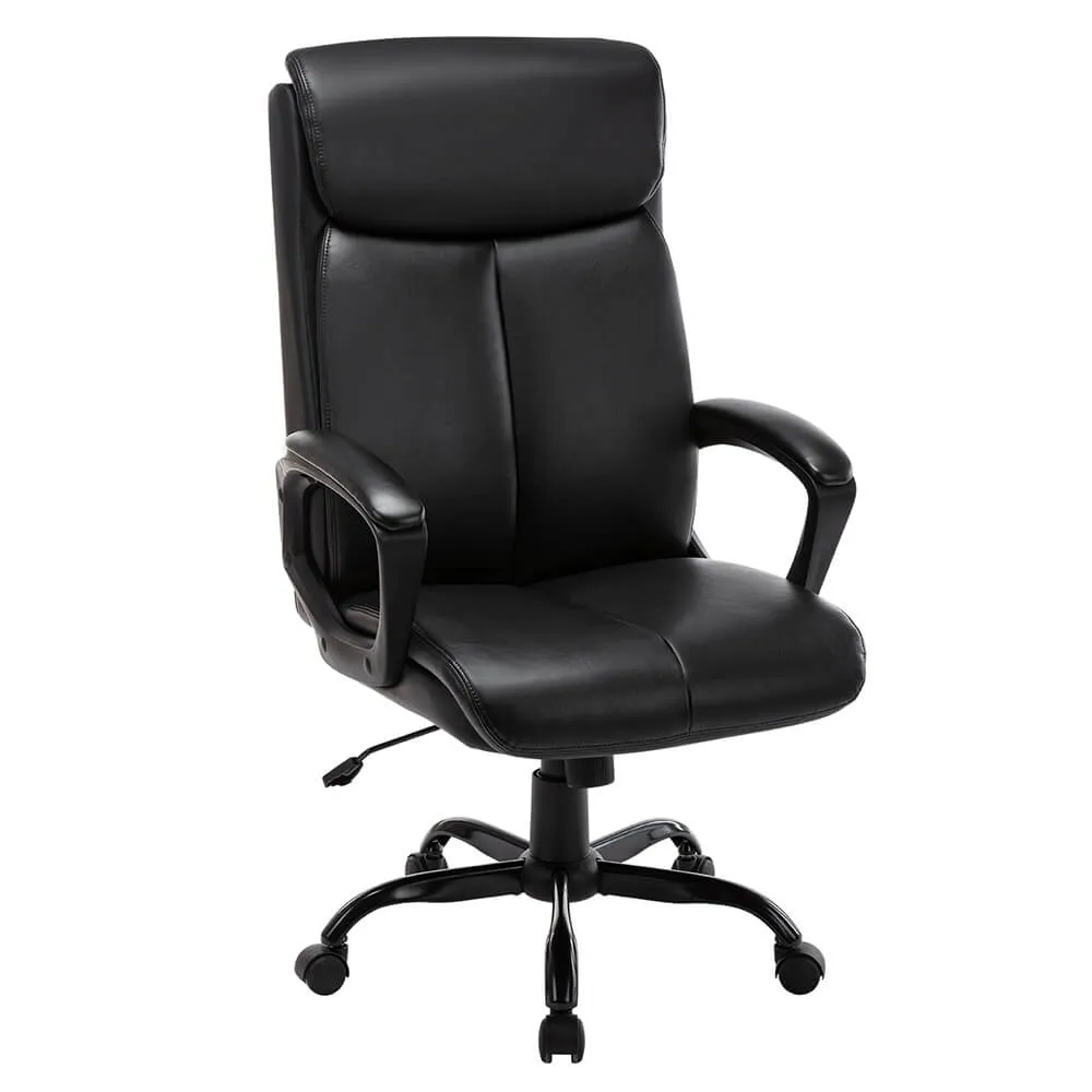 High Back Office Chair Executive Bonded Leather Computer Desk Swivel Task Chair, Black