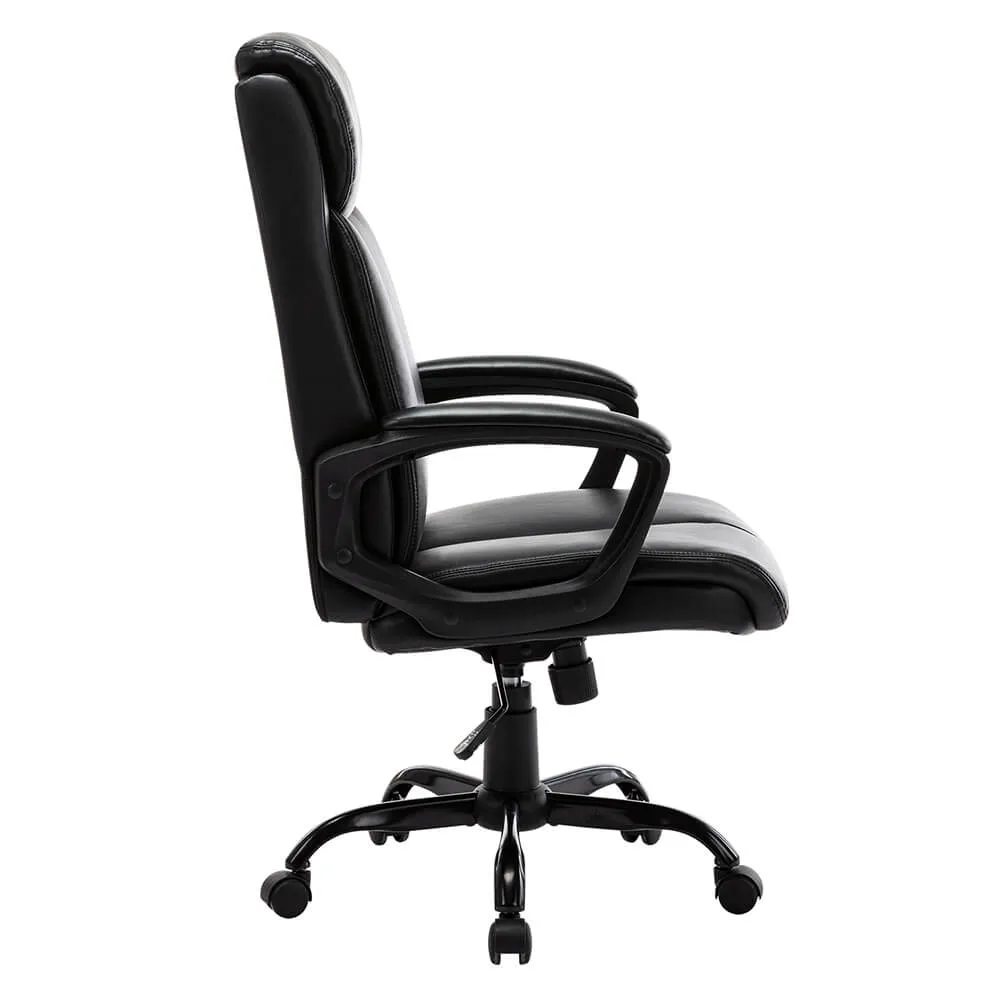 High Back Office Chair Executive Bonded Leather Computer Desk Swivel Task Chair, Black