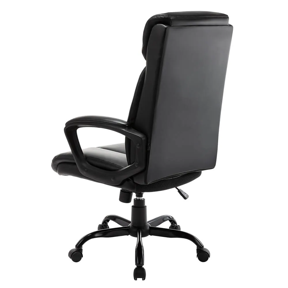 High Back Office Chair Executive Bonded Leather Computer Desk Swivel Task Chair, Black