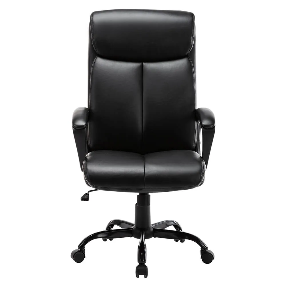 High Back Office Chair Executive Bonded Leather Computer Desk Swivel Task Chair, Black