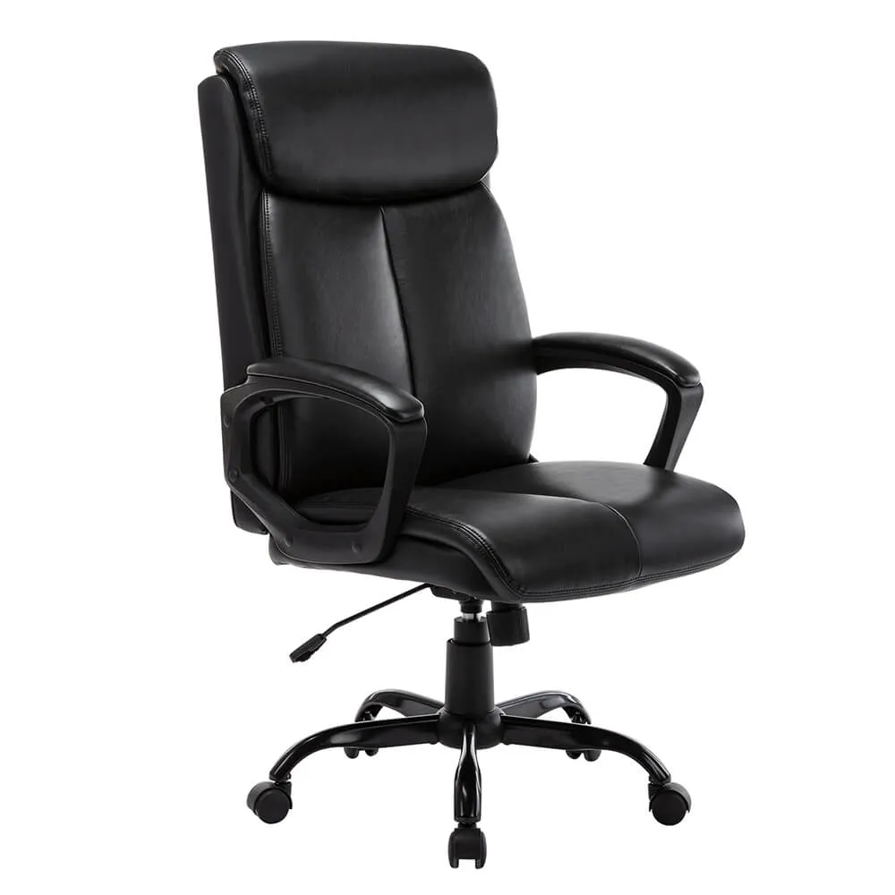 High Back Office Chair Executive Bonded Leather Computer Desk Swivel Task Chair, Black