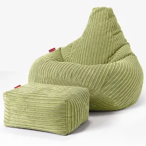 Highback Bean Bag Chair - Cord Lime Green