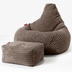 Highback Bean Bag Chair - Cord Mocha Brown