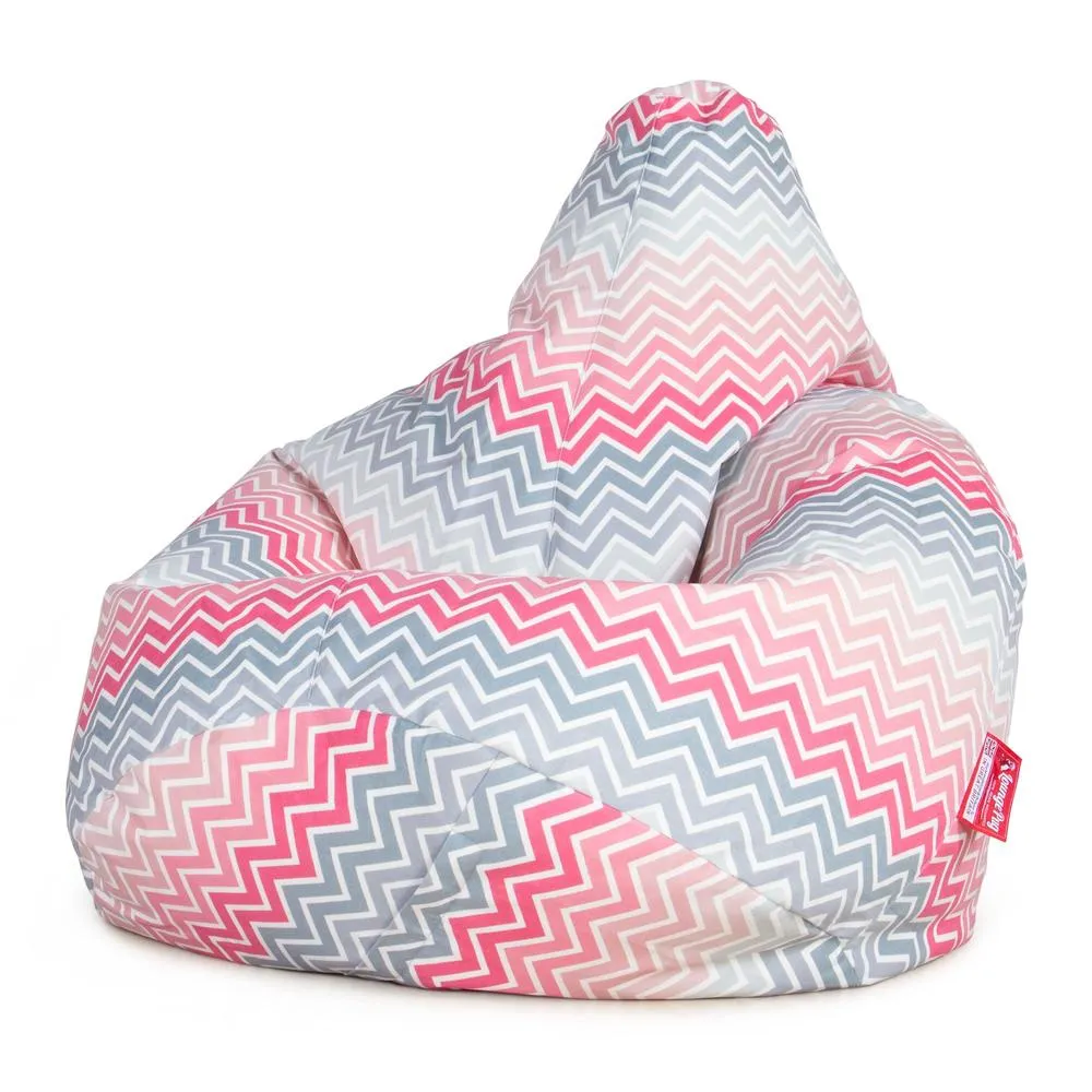 Highback Bean Bag Chair - Geo Print Chevron Pink