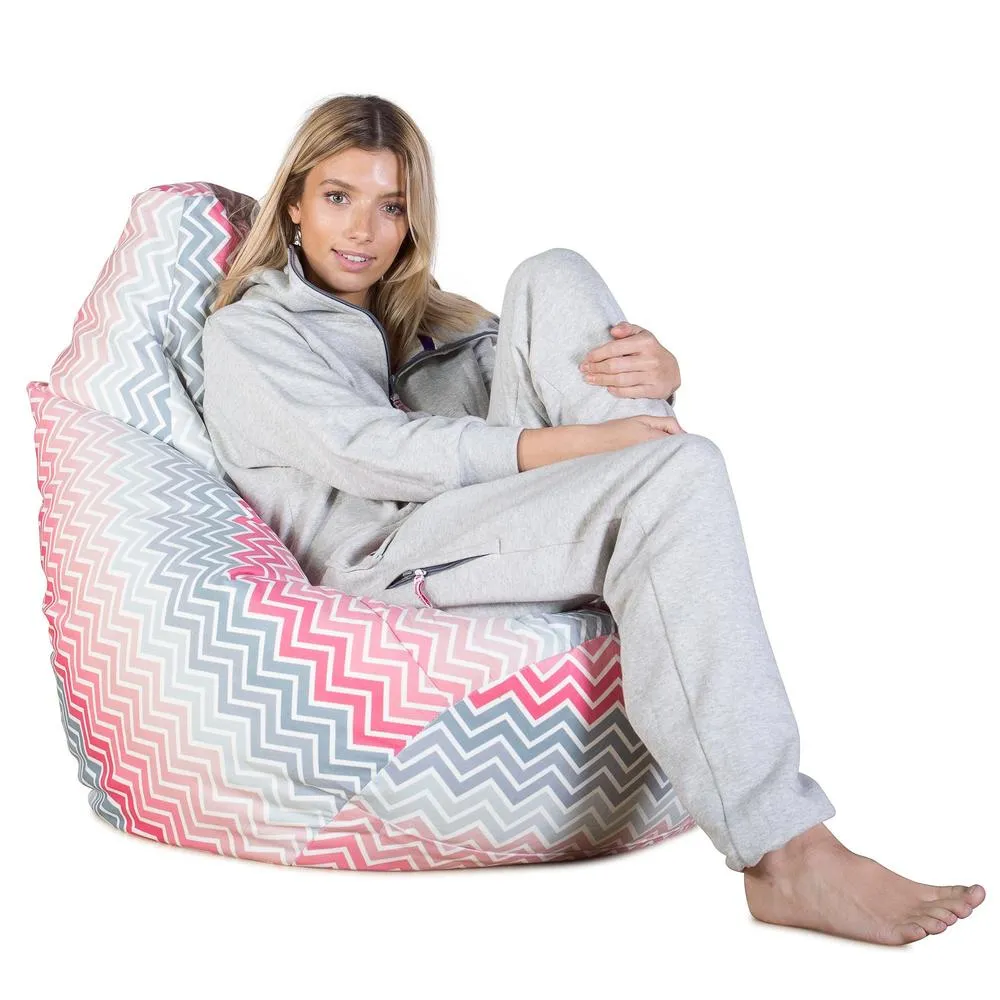 Highback Bean Bag Chair - Geo Print Chevron Pink