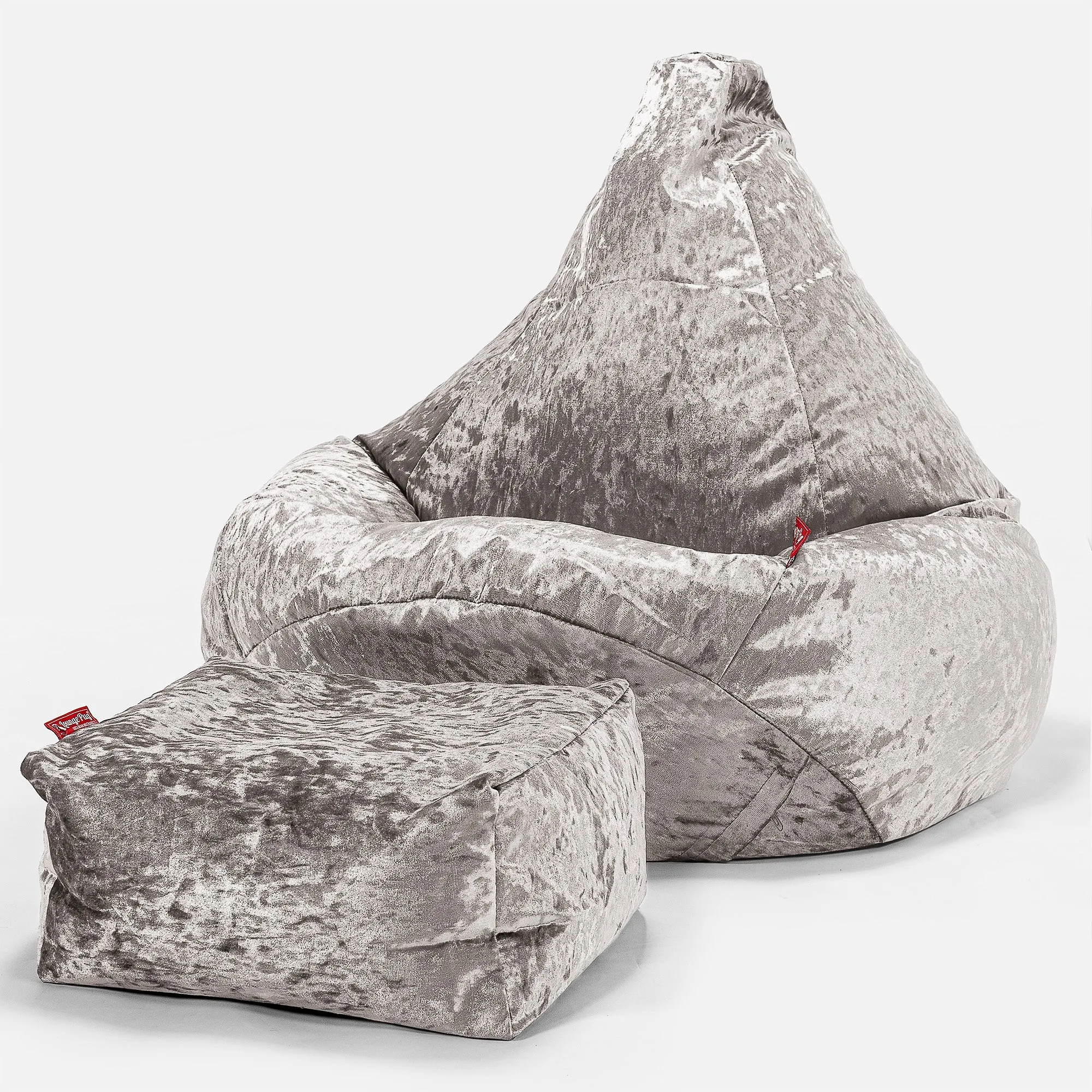 Highback Bean Bag Chair - Vintage Velvet Silver