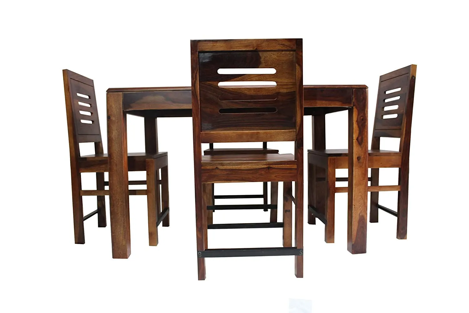 Jodhpur Furniture Solid Wooden Dining Table 4 Seater | Four Seater Dinning Table with Chairs | Dining Room Sets | Sheesham Wood, Brown Finish