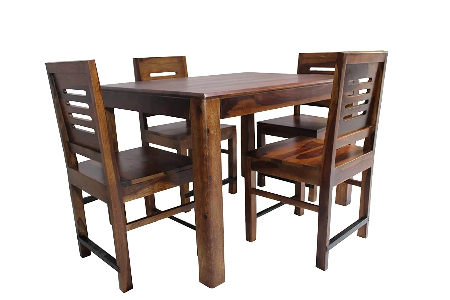 Jodhpur Furniture Solid Wooden Dining Table 4 Seater | Four Seater Dinning Table with Chairs | Dining Room Sets | Sheesham Wood, Brown Finish