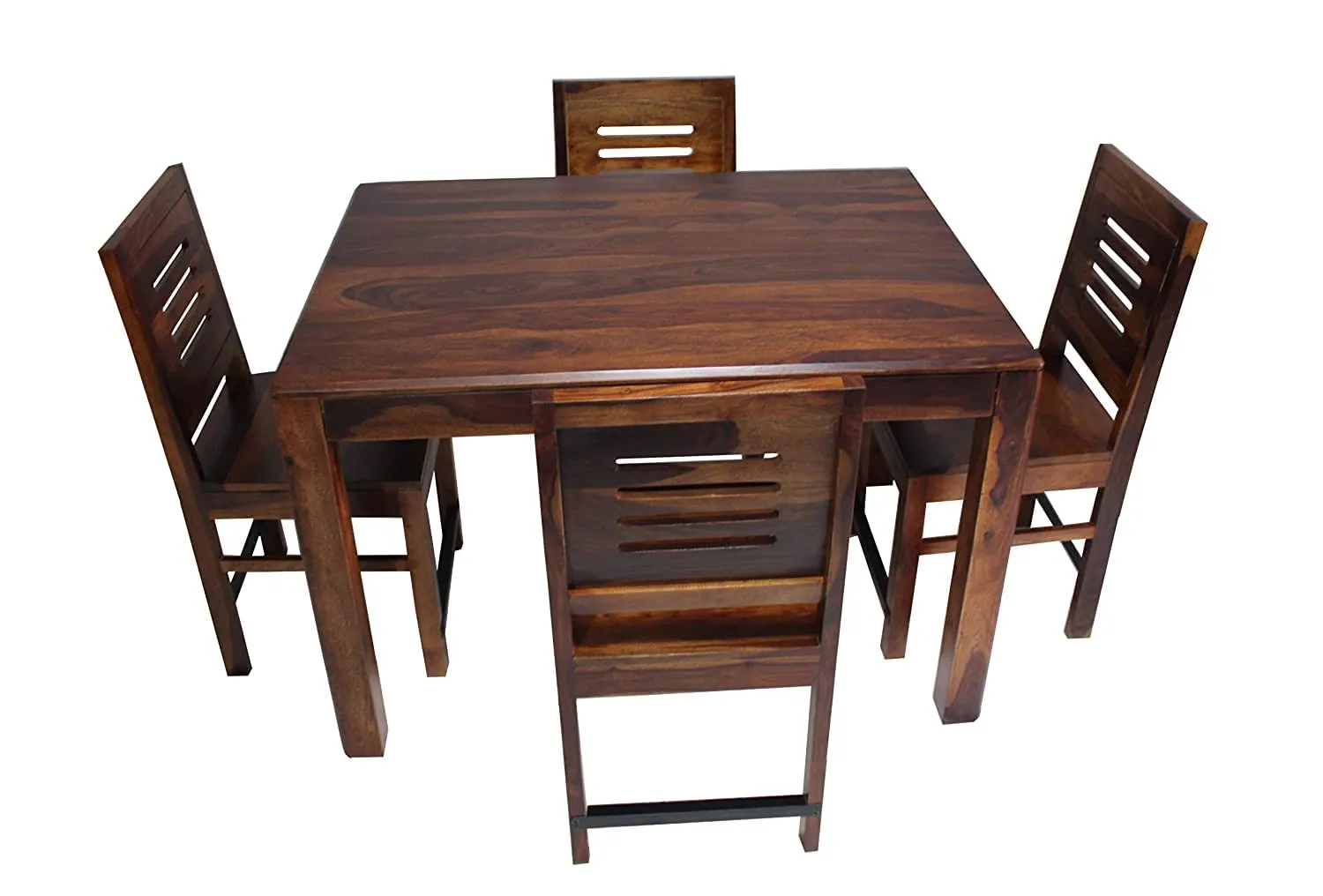 Jodhpur Furniture Solid Wooden Dining Table 4 Seater | Four Seater Dinning Table with Chairs | Dining Room Sets | Sheesham Wood, Brown Finish